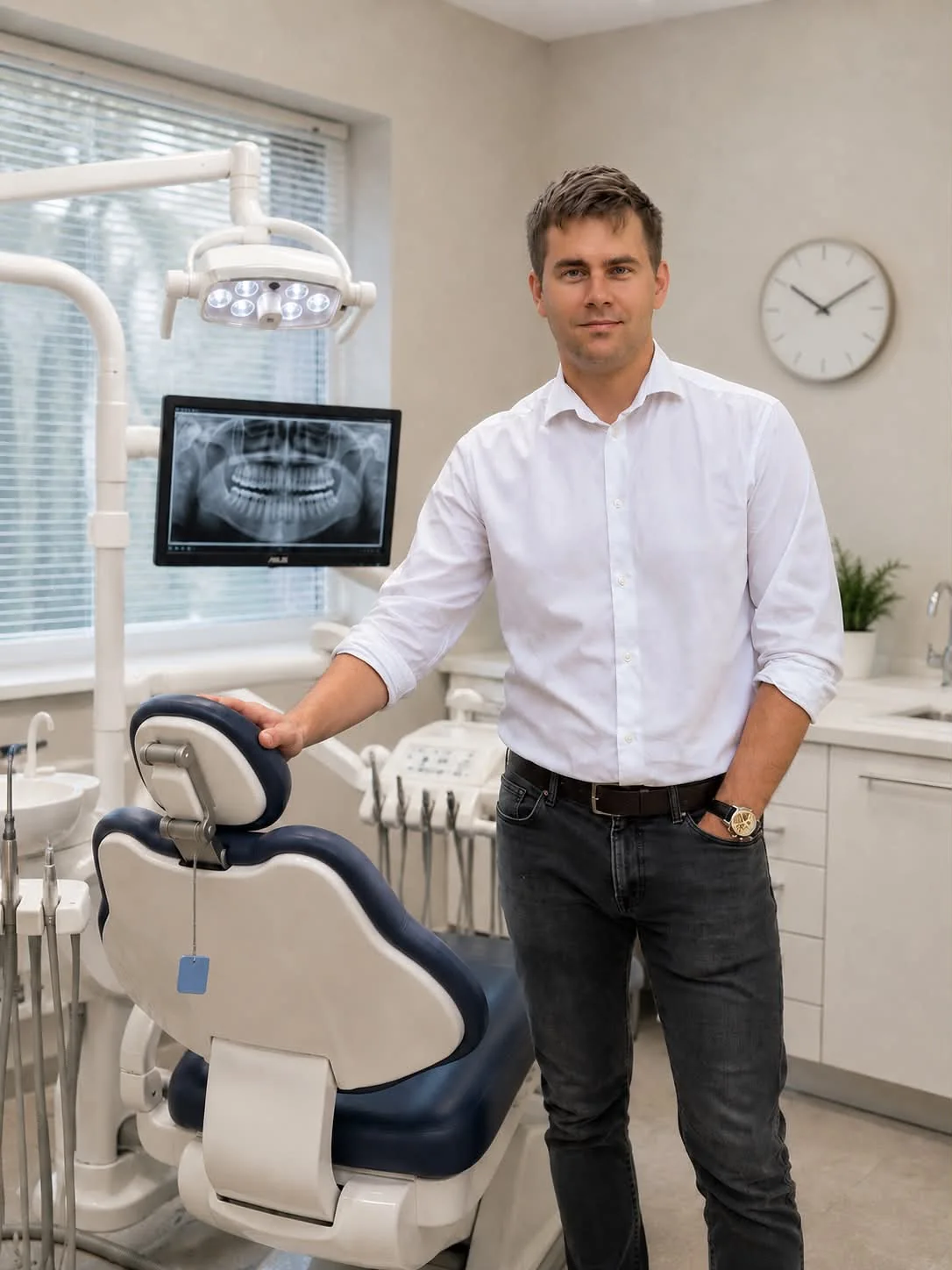 Gyetvai Péter fogászati rendelőben, kezelőegység mellett